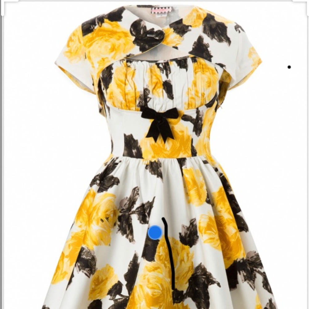 Pinup Couture Floral Midi Dress in Yellow and Black